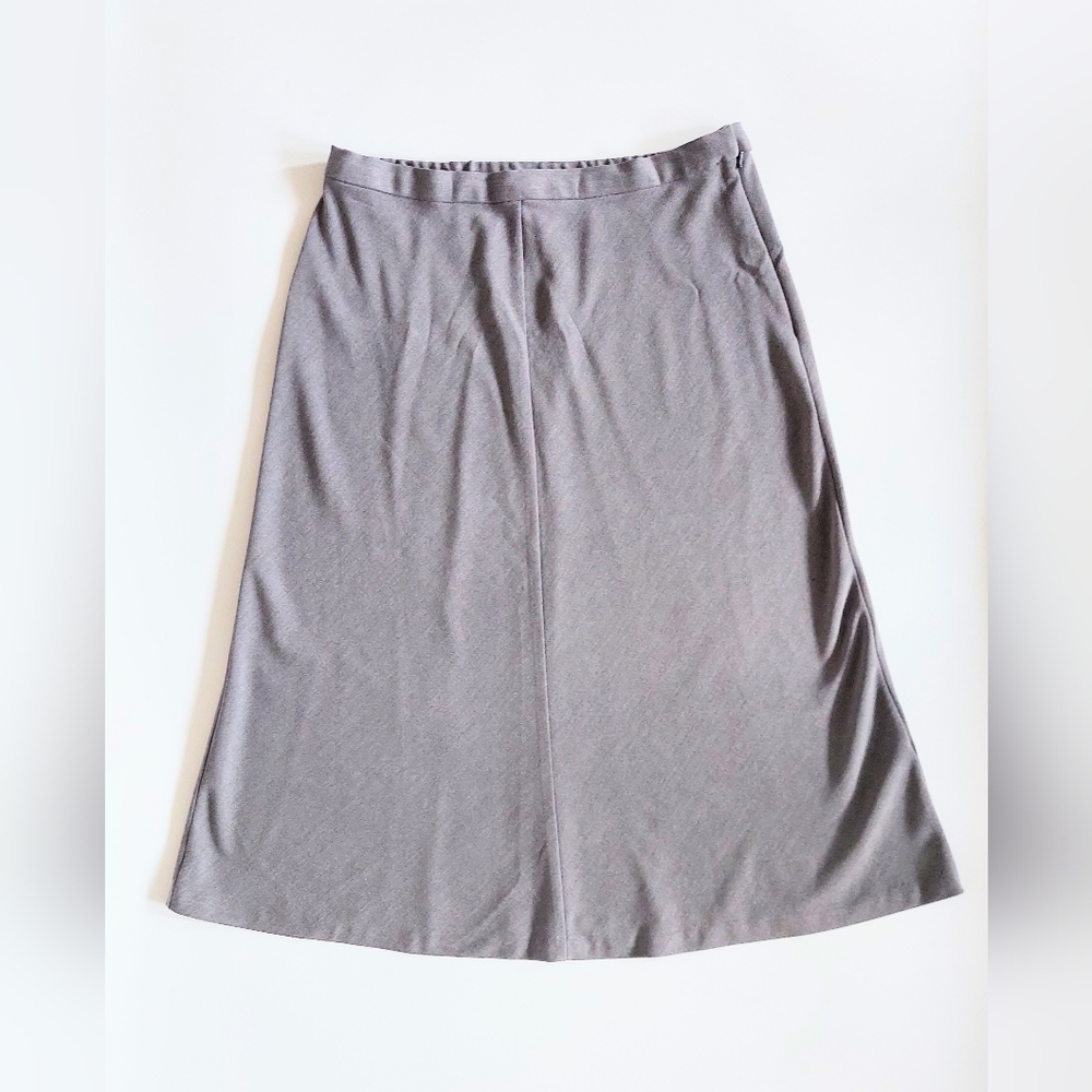 Appleseeds Everyday Knit Solid Knee Length Skirt Gray Size 16